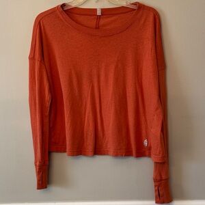 FP Movement by Free People Burnt Orange Long Sleeve Top Slightly Cropped